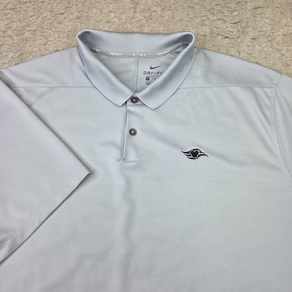 Nike Golf Dri Fit Disney Polo Shirt Mens 2XL Gray Short Sleeve Performance Logo
